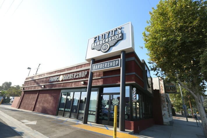The front of the Floyd's Woodland Hills location