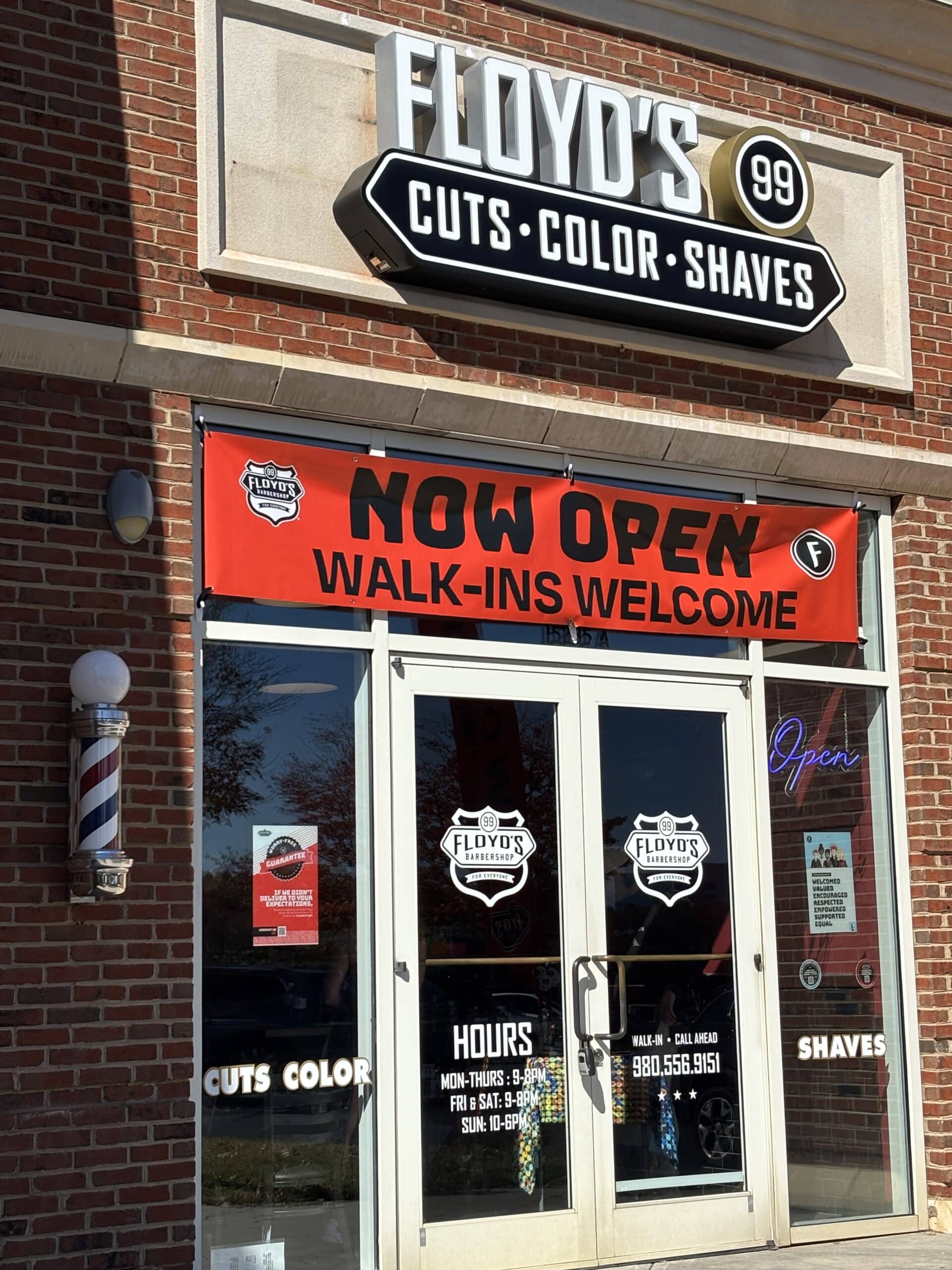 The front of the Floyd's Ballantyne Commons East Charlotte location