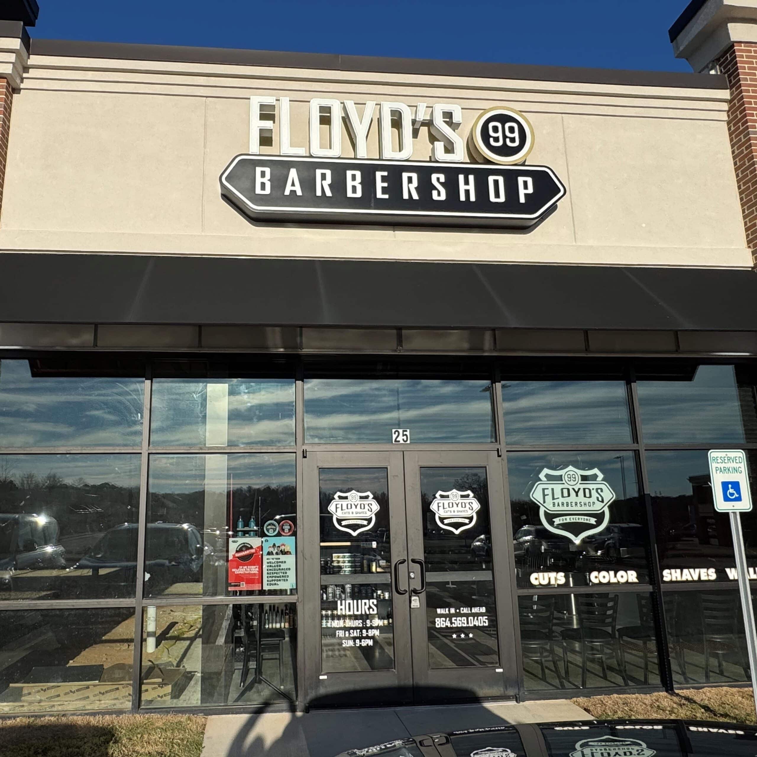 The front of the Floyd's Greenville – Pelham Road location