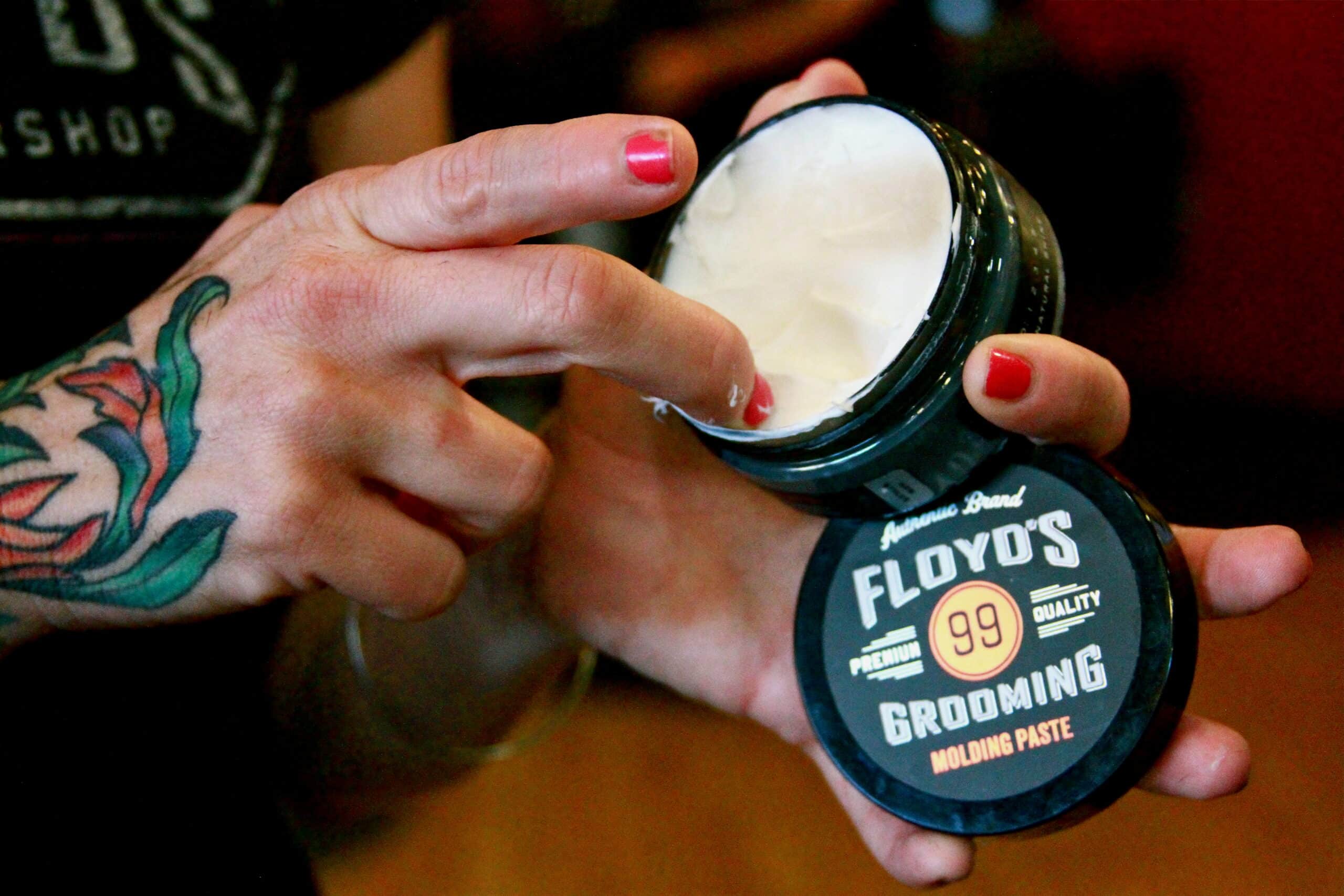 A close up of Floyd's Grooming Molding paste